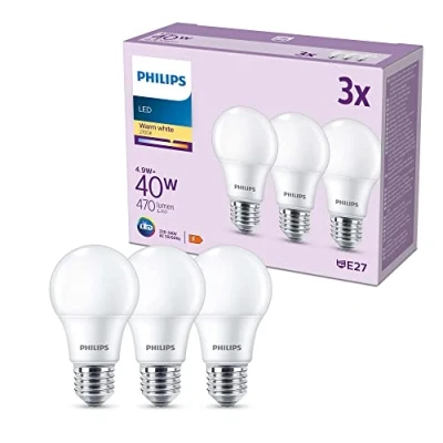 Afbeelding van Philips LED Lamp Mat 40 W E27 Warmwit licht 3 stuks