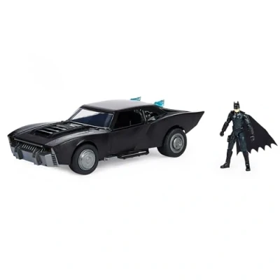Afbeelding van DC Comics, Batman de FILM, Batmobile op schaal 10 cm van film met personage, lichten en geluiden, verzamelobject uit