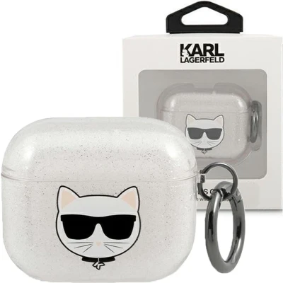 Afbeelding van Karl Lagerfeld KLA3UCHGS AirPods 3 cover zilver/zilver Glitter Choupette