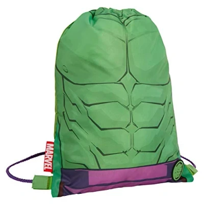 Afbeelding van Marvel Hulk Sporttas met trekkoord, Avengers, sport, zwemmen, PE, rugzak voor kinderen, meisjes, Groen, één maat, Tas trekkoord