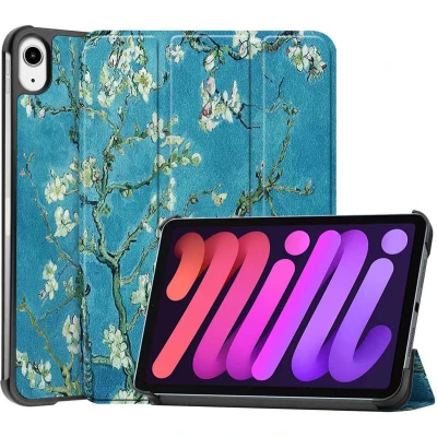 Afbeelding van imoshion Tablet Hoes Geschikt voor iPad Mini 7 (2024) / 6 (2021) Design Trifold Bookcase Blauw /Green Plant