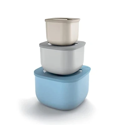 Afbeelding van Guzzini STORE&amp;MORE vershouddozen Set 3 stuks Blauw Grijs Beige