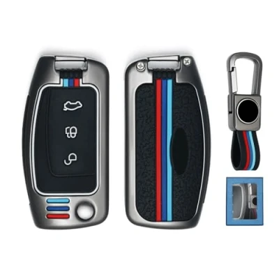 Afbeelding van Yamlten Ford Autosleutelhoes (1 stuk) Voor Kuga Focus Fiesta Mondeo Fusion C Max Ecosport Zinklegering 3 knoppen Zwart