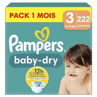 Afbeelding van Pampers Baby Dry Luiers Maat 3 (6 10 kg) 222 stuks
