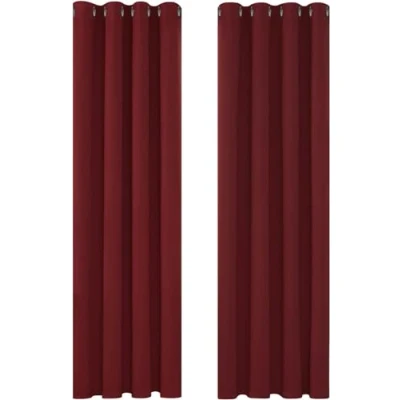 Afbeelding van Deconovo Thermo isolerende gordijnen, voor slaapkamer, meisjes, modern design, met oogjes, 140 x 245 cm (breedte hoogte), Kerstmis, rood, 2 stuks