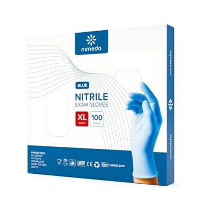 Afbeelding van Kemes Nitril handschoenen, blauw, 100 stuks, latexvrij, poedervrij, wegwerphandschoenen, nitril, maat S M L XL (L)