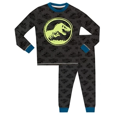 Afbeelding van Jurassic World Pyjamaset glow in the dark jongens goed passend, grijs.