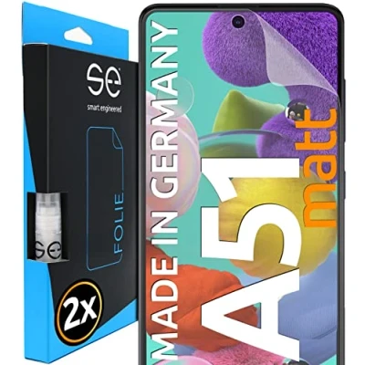 Afbeelding van [2 stuks] 3D spiegelbeschermfolie, compatibel met Samsung Galaxy A51, beschermfolie, mat, ter bescherming tegen vuil en krassen, geen beschermend glas, Smart Engineered