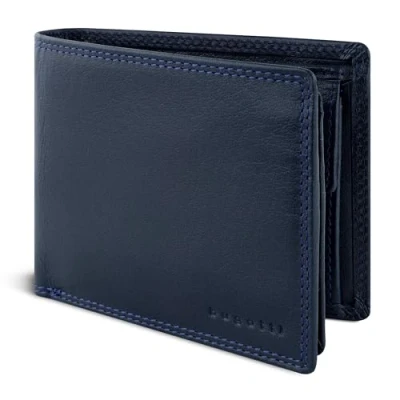 Afbeelding van bugatti Savona RFID portemonnee voor heren, natuurlijk leer, portemonnee, Blauw, S, Hedendaags