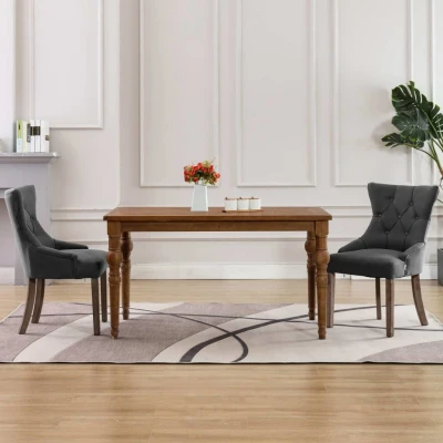 Afbeelding van Eetkamerstoelen 2 st stof grijs