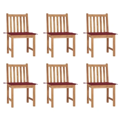 Afbeelding van Tuinstoelen 6 st met kussens massief teakhout