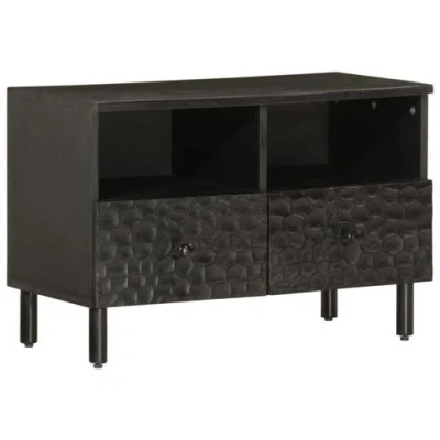 Afbeelding van Tv meubel 70x33x46 cm massief mangohout zwart