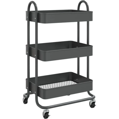 Afbeelding van vidaXL Trolley 3 laags 43x34x79 cm staal antracietkleurig