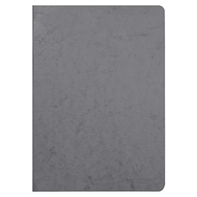 Image de Clairefontaine 733065C Collection Age Bag Cahier Relié Gris A4 21x29,7 cm 96 Pages Lignées avec Marge Papier Blanc 90 g Couverture Pelliculée Texture Cuir
