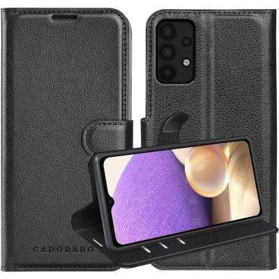 Afbeelding van Cadorabo Hoesje geschikt voor Samsung Galaxy A32 5G in PHANTOM ZWART Beschermhoes met magnetische sluiting, standfunctie en kaartvakje Book Case Cover Etui