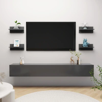 Afbeelding van Wandschappen 4 st 40x11,5x18 cm spaanplaat grijs