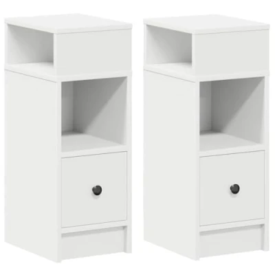 Afbeelding van vidaXL Nachtkastjes 2 st met lade 25x31x66 cm wit