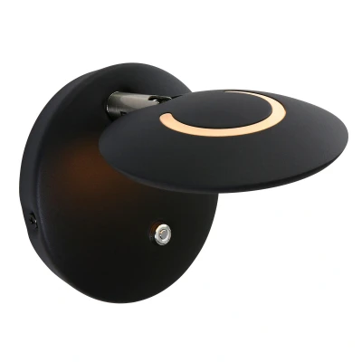 Afbeelding van Wandlamp zwart rond LED