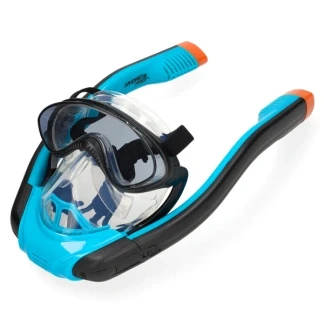 Afbeelding van Bestway Hydro Pro Flowtech Snorkelmasker Maat L/XL Blauw/Zwart 570 gram ABS Verstelbare Sluiting Stevige Pasvorm Voor Volwassenen