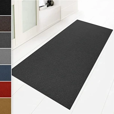 Afbeelding van Floordirekt Deurmat, 80 x 100 cm, antraciet, ook ideaal als op maat gemaakte vuilafstotende mat, keukentapijt, wasbaar en antislip, per meter (Hong Kong)