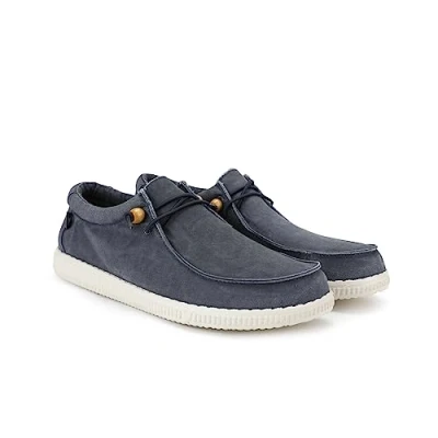 Afbeelding van Pitas Mocassin voor heren, WP150 WALLY canvas, blauw, met veters, Blauw