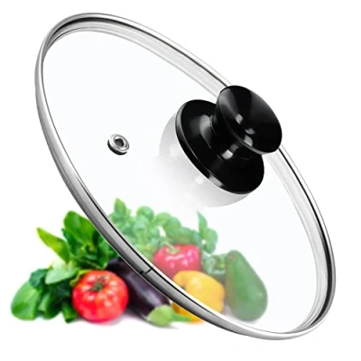 Afbeelding van KADAX Universeel glazen deksel met glanzend zwart handvat, hittebestendig, verkrijgbaar in verschillende maten, voor pan, pan (26 cm)