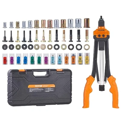 Image de VEVOR Riveteuse Manuelle pour Écrou à Sertir 41 cm Pince Insert Fileté avec 13 Mandrins 186 Écrous de Tailles Outil Riveter Dérivetage Semi Automatique Mallette Automobile Bricolage