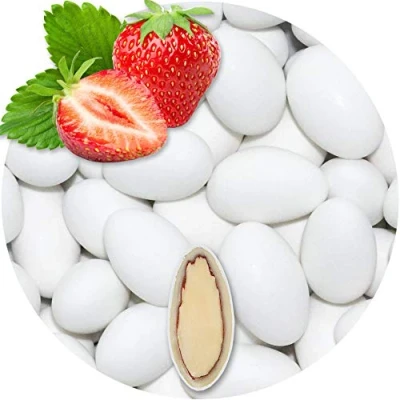 Image de EinsSein 0,5 kg d&#039;amandes au chocolat fraise blanc mat Pour mariage, baptême, communion, confirmation amandes et sucre sucrées Badem sekeri