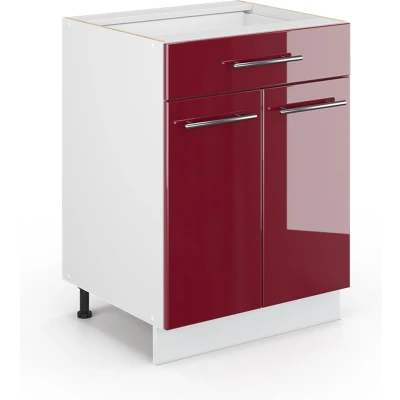 Afbeelding van Vicco Badkamerkast Fame Line, Bordeauxrode hoogglans/Wit, 60 x 81.6 cm met lade, zonder werkblad