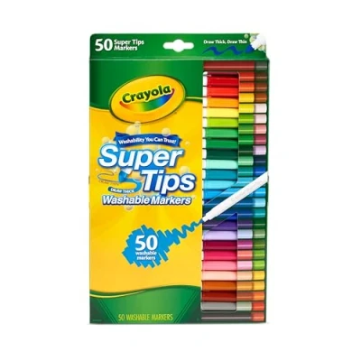 Image de CRAYOLA Kit de 50 Feutres Lavables, Pointe Conique pour Traits Fins et Épais, Assortiment Couleurs Âge Conseillé: à Partir 3 Ans
