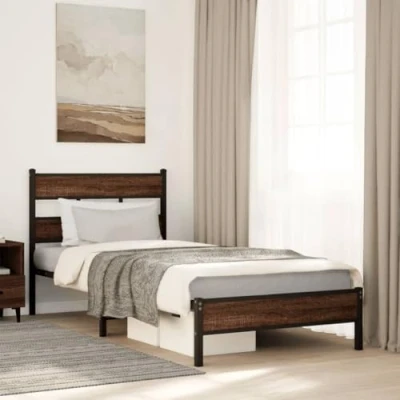 Afbeelding van vidaXL Bedframe zonder matras bewerkt hout bruin eikenkleur 107x200 cm