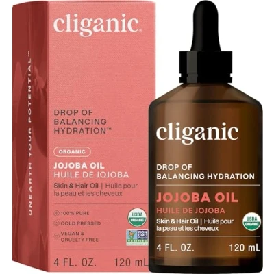 Afbeelding van Cliganic Organic Jojoba Oil, 100% Pure 120ml Hydraterende olie voor gezicht, haar, huid en nagels