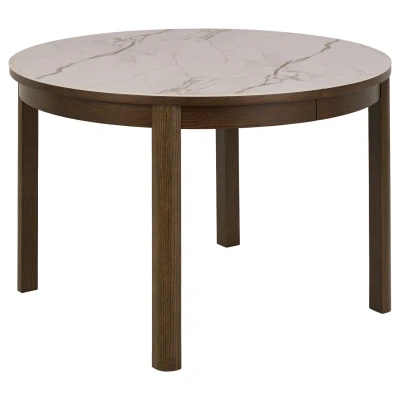 Afbeelding van Hjem Interiors Florence Ronde Eettafel Keramiek / Gerookt Eiken
