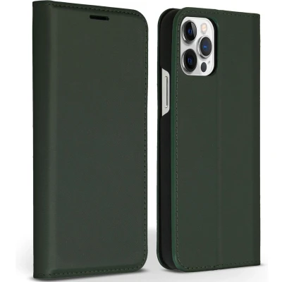 Afbeelding van Accezz Hoesje Geschikt voor iPhone 12 Pro / Met Pasjeshouder Premium Leather Slim Bookcase Groen