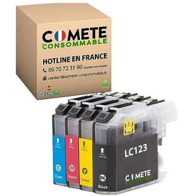 Image de COMETE LC123 Cartouches d’Encre Compatible Brother LC123XL pour Imprimantes MFC J6520DW DCP J752DW J870DW (CMJN)