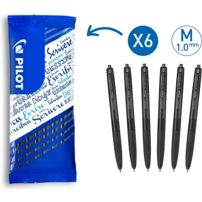 Afbeelding van Pilot Super Grip G Intrekbare Balpen 1mm Medium Zwart 6 stuks