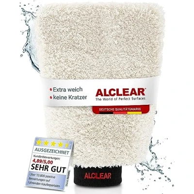Afbeelding van ALCLEAR 950013WH microvezelhandschoen voor het wassen van de auto, met shampoo en auto reiniger, beter dan een autospons, poetsdoek of microvezeldoek, motorfiets, behandeling, voorbereiding onderhoud