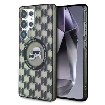 Afbeelding van Karl Lagerfeld Etui Button &amp; Choupette Heads On KL Pattern MagSafe Samsung Galaxy S25 Ultra cza (Samsung Ultra), Smartphonehoes, Zwart