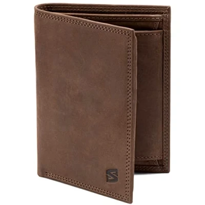 Afbeelding van SERASAR Lederen Herenportemonnee [Vintage] Bruin Met RFID Bescherming