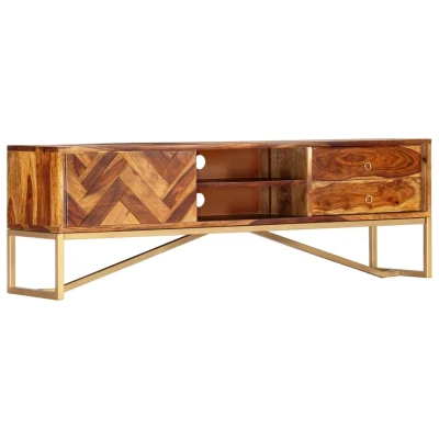 Afbeelding van Tv meubel 140x30x45 cm massief sheeshamhout