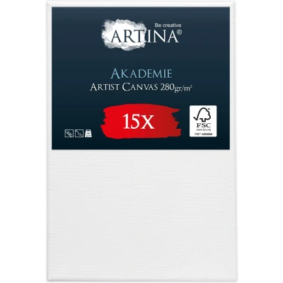 Afbeelding van Artina Akademie Set van 15 Schilderdoeken Canvas 20x30 cm Spieraam FSC® Hout Wit 100% Katoen 280 g/m134