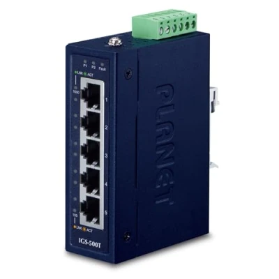 Afbeelding van Planet IGS 500T Netwerkschakelaar Unmanaged L2+ Gigabit Ethernet (10/100/1000) Zwart (5 Havens), Netwerkschakelaar,