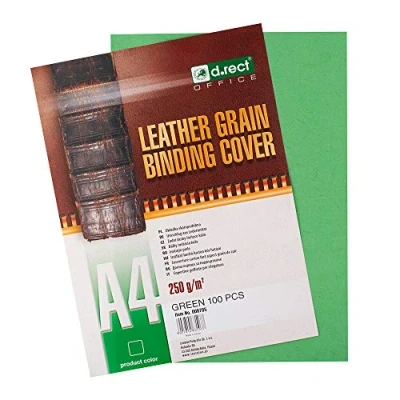 Afbeelding van D.RECT 100 vellen achterkantdeksel met lederstructuur 250 g/m² voor DIN A4 boekbinders, groen