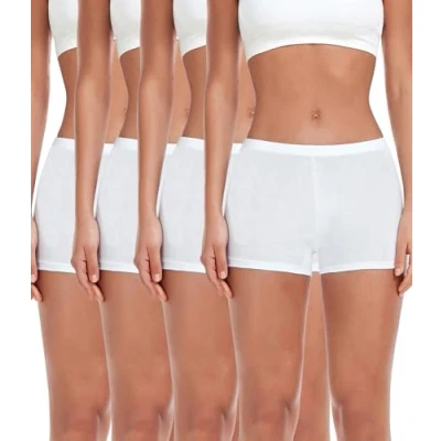 Afbeelding van wirarpa Set van 4 veiligheidsboxershorts katoen met katoenen kruis voor dames, Wit.
