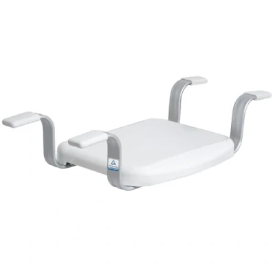 Afbeelding van WEINBERGER Badhanddoek, zithulp voor badkamer met binnenafmetingen van 59 72 cm, lage zitpositie, zeer stabiel tot 150 kg, aluminium, zitplank, badhocker/kleur: wit/model: 43909