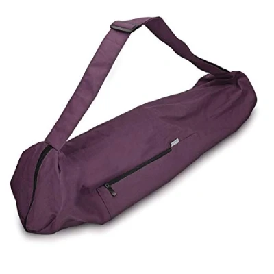 Afbeelding van Navaris yogatas Met rits en opbergvakje 100% katoenen yogamat tas Wasmachinebestendige fitness sport pilates of yoga mat breed hengsel