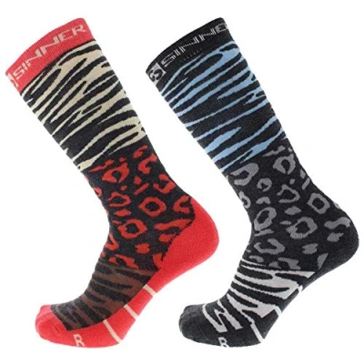 Afbeelding van Sinner Animal Skisokken Dames 2 pack EU 42 44 Print Ski &amp; Snowboardsokken
