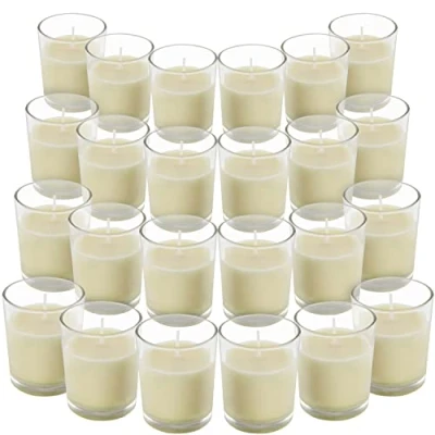 Afbeelding van Belle Vous Geurloze Helder Glas Gevulde Votief Kaarsen (24Pak) 12 Uur Brandtijd Glazen Houders met Hand Geschonken Witte Wassen Ideaal Voor Huwelijken, Spa’s, Aromatherapie