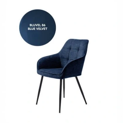 Afbeelding van Giga Living Eetkamerstoel Nolan Square Blauw Velvet Set van 2