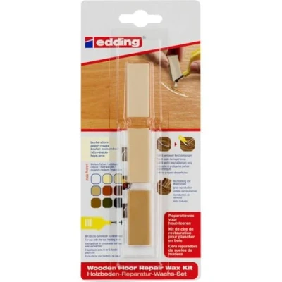 Image de edding 8902 kit de cire réparation pour parquets hêtre/érable 3 cires dures réparer les dommages et rayures sur en bois